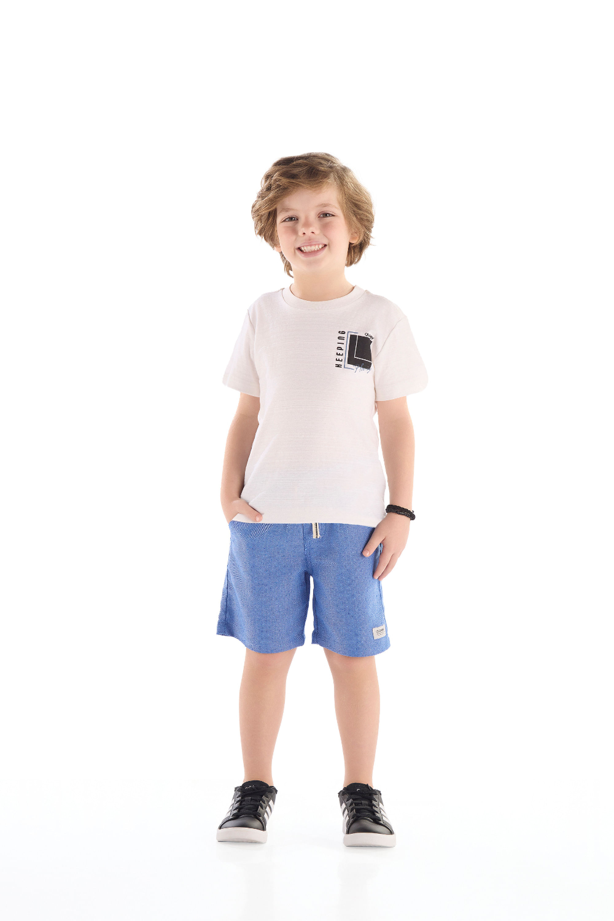 Bermuda Infantil em Tecido Sarjado (Azul ) Quimby - Imagem 12